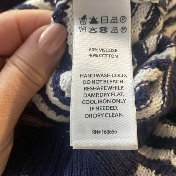 JOIE Striped Knit Crochet Sleeveless Long Dress Navy Blue & White Large NWT - Picture 9 of 11